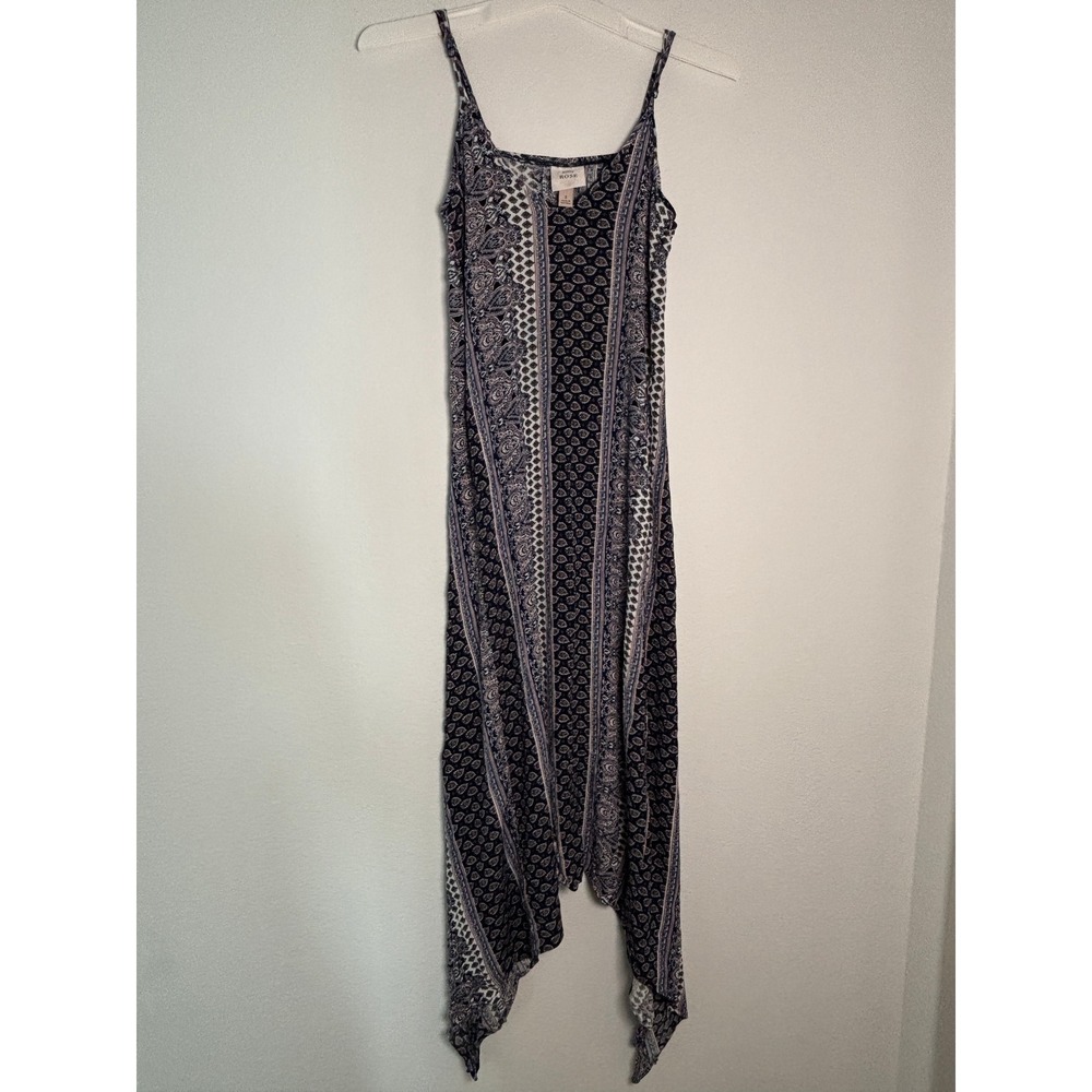 Knox Rose Navy Blue Paisley Handkerchief Hem Maxi Dress Small Boho Sleeveless